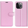 AppleMix Puzdro pre Apple iPhone 15 Pro - stojan - umelá koža - ružové