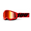 100% Detské motokrosové okuliare 100% Strata 2 červené so zrkadlovým červeným plexi