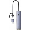 Hub 4v1 Baseus UltraJoy USB-A&USB-C až 3xUSB3.0+USB-C+RJ45 (sivý)
