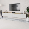 vidaXL TV skrinky 2 ks, kompozitné drevo 120x40x34cm, lesklé biele+dub - Biela - 184534-118523