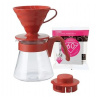 Súprava Hario V60 Pour over kit (červená)