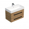 Swiss aqua technologies Koupelnová skříňka s černou úchytkou a umyvadlem SAT Cube Way 80x53x46 cm dub Hickory mat CUBE46C803DHSAT