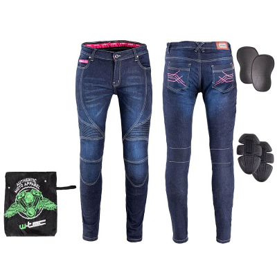 Dámske moto jeansy W-TEC Rafael Farba modrá, Veľkosť XS