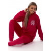 Růžové sametové teplé dámské pyžamo s kapucí CUTE - velur 1Z1327 růžová XXL + První výměna zboží zdarma.