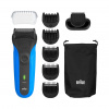 Pánsky holiaci strojček BRAUN 310BT modrý s trimérom + 5 nástavcov + puzdro
