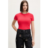 Tommy Jeans basic tričko dámske bavlnené s elastanom DW0DW17383 červená XXS