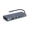 Gembird USB-C 7v1 multiport USB 3.0 + HDMI + VGA + PD + čtečka karet + stereo audio A-CM-COMBO7-01