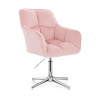 LuxuryForm DESIGN Kozmetické kreslo AMALFI VELUR na striebornom kríži - ružové