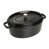 Hrnec s poklicí oválný 33 cm černá - STAUB (Oválný kastrol s poklicí 33 cm černý - STAUB)
