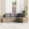 zahrada-XL Súprava záhradných pohoviek s vankúšom 4 pcs Béžová Poly ratan 3348076