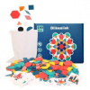 Drevené puzzle MONTESSORI, farebné mozaikové tvary, 180 dielikov