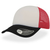 Atlantis Headwear Kšiltovka Rapper, 5 panelová, síťovaná COT33207078099-white/red/b UNI Bílá/červená/černá