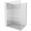 Mexen Kioto+ L, sprchová zástena Walk-In s poličkou a vešiakom 120 x 200 cm, 8mm číre sklo-námraza, biely profil, 800-120-123-20-35