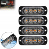 4x 4 LED 12/24V Výstražné stroboskopické svetlá do auta