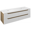 Sapho WAVE dvojumývadlová skrinka 149,7x50x47,8cm, biela/dub cuneo WA150-3025