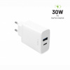 Adaptér FIXED s výstupom USB-C a USB podpora PD 30 W biely