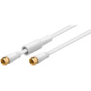 Kábel satelitný, koax F-konektor M/M 1.5m, 75 Ohm, 80dB, 2x tienený, CSS, biely, pozl. kon., plochý
