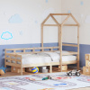Válenda se střechou 90 x 200 cm masivní borové dřevo Hnědá 3282324