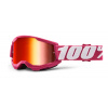 100% Detské motokrosové okuliare 100% Strata 2 Fletcher so zrkadlovým červeným plexi