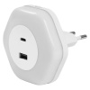 Nočné svetlo LED s konektorom USB-A USB-C do zásuvky 15W 4lm 3000K Warm so súmrakovým senzorom White Lunetta Ledvance