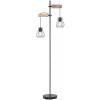 Globo Lighting Mina stojaca lampa 2x40 W čierna-drevo 15326-2SN