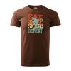 Sablio Tričko s potlačou EAT SLEEP SKATE REPEAT - hnědé 3XL
