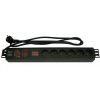 19'' rozvodný panel XtendLan 6x 230V, ČSN, vypínač, nadproudová ochrana 16A, měření spotřeby, kabel 1,8m, 1,5U ZASUVKA6N-VM-19