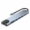 ADAPTÉR HUB STANICA 8V1 USB-C HDMI 4K LAN SD/TF PD