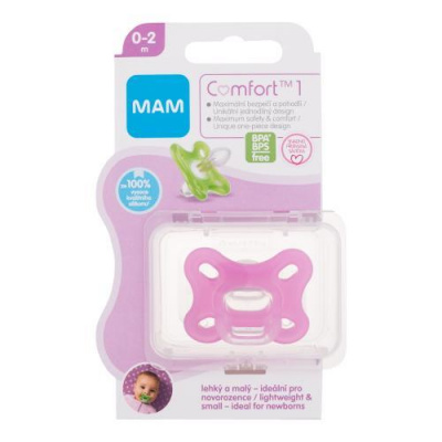 MAM Comfort 1 Silicone Pacifier 0-2m Pink silikónový cumlík pre novorodencov a predčasne narodené deti
