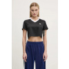 Tričko adidas Originals V-NECK POLO dámske, čierna farba, JD2606