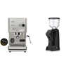 Profitec GO, brushed stainless steel + Eureka Zenith 65 Touch, black