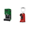 Gaggia New Classic EVO, green + Eureka Helios 65, ferrari red