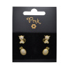 Pozlátené náušnice SET 4 ks OPIČKA a ANANAS
