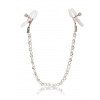 Svorky na bradavky s krištáľovou reťazou Silver - Skřipce na bradavky CalExotic Crystal Chain Nipple Clamps silver
