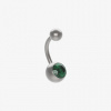 Piranha leštený titánový banánik s kamienkom Veľkosť: Zelená (VERDE) 1,6x12 mm
