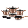 Sada hrncov s mramorovým povrchom a grilovacou panvicou 11 dielna Berlingerhaus Metallic Line Rose Gold BH-6191