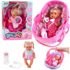 LEAN Toys Bábätko v nosiči s fľašou a cumlíkom rozpráva, džavoce, cikne