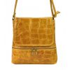 Kožená dámska crossbody kabelka v kroko dizajne Camel hnedá