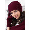 Kamea Bordová dámska čiapka na zimu s kvetmi Kamea Andora, Veľkosť uni, Farba bordová