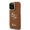 Guess PU Grained 4G Logo Stand Camera Frame Zadní Kryt pro iPhone 15 Pro Max Brown