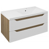 Sapho WAVE umývadlová skrinka 89,7x45x47,8cm, pravá, biela/dub cuneo WA093-3025