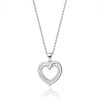 GRACE Silver Jewellery Stříbrný náhrdelník se zirkony DVOJITÉ SRDCE - stříbro 925/1000,srdce NH-219 Stříbrná 40 cm + 5 cm (prodloužení)