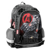 Single -Chamber School Backpack Avengers Paso Black, odtiene červenej, odtiene šedej a striebornej, viacsekvorované 18 l (Marvel Avengers batoh pre chlapca, Paso)