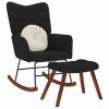 VidaXL Hojdacie kreslo so stoličkou Black Velvet 4016849