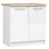 Ak furniture Kuchynská skrinka Olivie S 80 cm 2D biela/biely lesk/dub sonoma