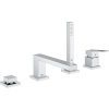 GROHE Eurocube 4-otvorová páková batéria na okraj vane, s rozetami, vyloženie výtoku 220 mm, chróm, 19897001
