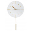 PLATINET NÁSTĚNNÉ KULATÉ HODINY LARK WHITE, tichý mechanismus, stylové kyvadlo