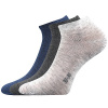 BOMA HOHO / Krátke bavlnené ponožky - jeans melé/antracit melé/svetlo šedá melé 39-42