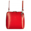 Kožená malá dámská crossbody kabelka červená