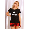 Doctor Nap Krátke dámske pyžamo Royal Family Queen Dn-nightwear PM.9943, Veľkosť M, Farba čierna